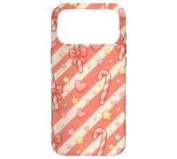Carcasa para iPhone 17 Pro MAX Kawaii Coquette Candy Cane Patrón de Navidad Corazones Pastel Estrellas