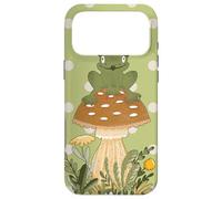 Carcasa para iPhone 17 Pro MAX Kawaii Frog Sitting On Mushroom Cute Aesthetic Pattern
