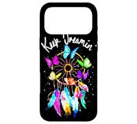 Carcasa para iPhone 17 Pro MAX Keep On Dreamin - Atrapasueños con Plumas de Mariposas Coloridas