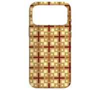 Carcasa para iPhone 17 Pro MAX Khaki Cream Maroon Square Plus Rustic Antique Folk Pattern
