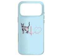 Carcasa para iPhone 17 Pro MAX Korat Cat Heartbeat ECG Pulso Divertido Amor Korat Gatos