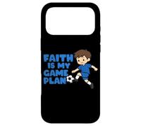 Carcasa para iPhone 17 Pro MAX La fe es mi Plan de Juego, Lindo Jugador de fútbol Christian Kid