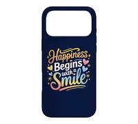 Carcasa para iPhone 17 Pro MAX La Felicidad Comienza con una Sonrisa Cita Positiva Hombres Mujeres Niños