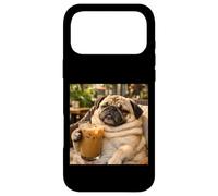 Carcasa para iPhone 17 Pro MAX Lazy Sunday Coffee Pug Funny Relaxing Meme