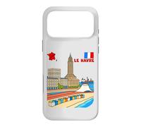 Carcasa para iPhone 17 Pro MAX Le Havre Francia Skyline Retro Viajes Ilustración