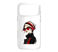 Carcasa para iPhone 17 Pro MAX Lente roja Moda Muse Rayas Headwrap Chic Ink Art