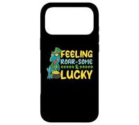 Carcasa para iPhone 17 Pro MAX Leprechaun Dino T-Rex En Suerte Sintiendo Rugido Y Suerte