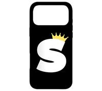 Carcasa para iPhone 17 Pro MAX Letra S mayúscula Alfabeto Monograma Inicial Rey Reina Corona