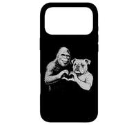 Carcasa para iPhone 17 Pro MAX Letrero de Mano con corazón de Bulldog inglés Bigfoot Sasquatch para Amantes de los Perros