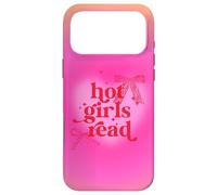 Carcasa para iPhone 17 Pro MAX Libro de Lectura para Chicas Calientes Pink Aura Heart Cute Bows Y2K Bookish