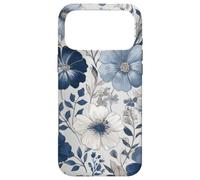 Carcasa para iPhone 17 Pro MAX Light Blue Flower Lover Cute Girly Navy Floral Nature