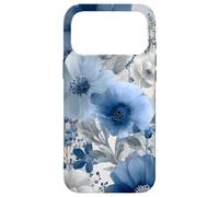 Carcasa para iPhone 17 Pro MAX Light Blue Flower Lover Cute Girly Navy Floral Nature