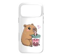 Carcasa para iPhone 17 Pro MAX Lindo Capybara Kawaii Anime Capybara Beber Bubble Tea Love
