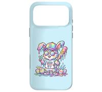 Carcasa para iPhone 17 Pro MAX Lindo Conejo de béisbol de Pascua arcoíris Goteo niños niños niños pequeños