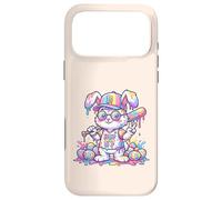 Carcasa para iPhone 17 Pro MAX Lindo Conejo de béisbol de Pascua arcoíris Goteo niños niños niños pequeños