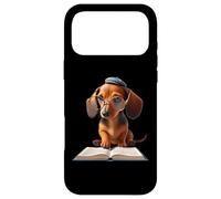 Carcasa para iPhone 17 Pro MAX Lindo Dachshund Bookworm, Weiner Dog Puppy Reading Book