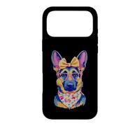 Carcasa para iPhone 17 Pro MAX Lindo Pastor Alemán Perro Amante Gráfico Rosa Gafas Amarillo