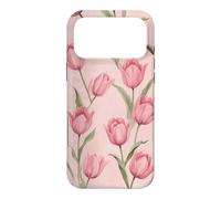 Carcasa para iPhone 17 Pro MAX Lindos Tulipanes Rosados Flores Tulipán Floral Patrón Girly Coqueta