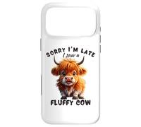 Carcasa para iPhone 17 Pro MAX Lo Siento, llego Tarde, Vi una Vaca esponjosa Funny Highland Cow Girls