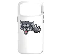 Carcasa para iPhone 17 Pro MAX Lobo De Dibujos Animados Deportes Lobos Equipo Mascota Sosteniendo Hockey Puck