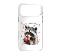 Carcasa para iPhone 17 Pro MAX Love You More Raccoon Holding a Heart Womens Cute Valentine