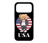 Carcasa para iPhone 17 Pro MAX Love Yourself, Cool Illustration Teddy Bear with USA Flag