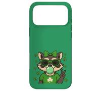 Carcasa para iPhone 17 Pro MAX Lucky Irish Raccoon Cute with Green Sunglasses and Gum