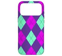 Carcasa para iPhone 17 Pro MAX Magenta y Verde Claro Argyle Preppy Retro Vintage 80s 50s