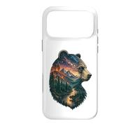 Carcasa para iPhone 17 Pro MAX Majestic Bear Mountain River Wildlife Exposición Doble Excursionistas