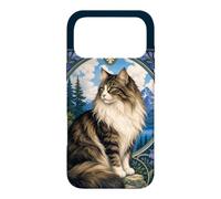 Carcasa para iPhone 17 Pro MAX Majestic Gato de Pelo Largo Art Nouveau Mountain