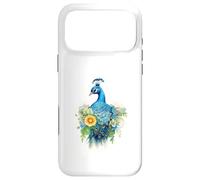 Carcasa para iPhone 17 Pro MAX Majestuoso pájaro Pavo Real con Vibrante Arte Floral en Acuarela
