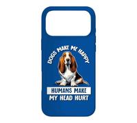 Carcasa para iPhone 17 Pro MAX Mens Womens Humans Hurt My Head Happy Basset Hound Lover