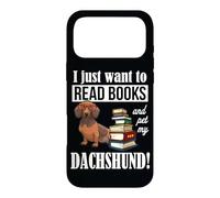 Carcasa para iPhone 17 Pro MAX Mens Womens Just Want To Read Books and Pet My Dachshund Dog