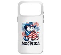 Carcasa para iPhone 17 Pro MAX Meowica 4 de Julio patriótico Americano Fuegos Artificiales Gato Meowica