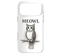 Carcasa para iPhone 17 Pro MAX Meowl Sketch - Meow Cat Owl Brainrot Meme para Adolescentes y niños