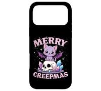 Carcasa para iPhone 17 Pro MAX Merry Creepmas Gato Pastel Gótico Navidad Calavera