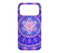 Carcasa para iPhone 17 Pro MAX Metatron's Cube Geometría Sagrada Azul Naranja Formas Mania