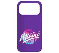 Carcasa para iPhone 17 Pro MAX Miami Florida - Pink Purple Blue Sunset - Palmera y pájaros
