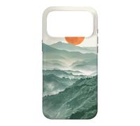 Carcasa para iPhone 17 Pro MAX Mínimo Verde Salvia Montaña Sol Puesta De Sol Boho Chic