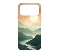Carcasa para iPhone 17 Pro MAX Mínimo Verde Salvia Montaña Sol Puesta De Sol Boho Chic