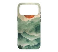 Carcasa para iPhone 17 Pro MAX Mínimo Verde Salvia Montaña Sol Puesta De Sol Boho Chic