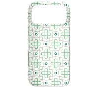 Carcasa para iPhone 17 Pro MAX Minty Green Crosses Circles Leaves Petals Geometric Pattern