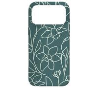 Carcasa para iPhone 17 Pro MAX Modern Line Art Poppy Flower Leaves Boho Dark Green