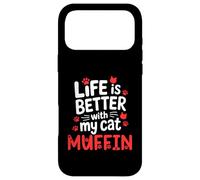 Carcasa para iPhone 17 Pro MAX Muffin con Nombre de Gato La Vida es Mejor con mi Muffin de Gato