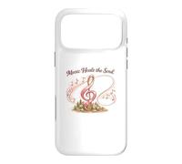 Carcasa para iPhone 17 Pro MAX Music Heals The Soul de Mujer con cáncer con Cinta Rosa