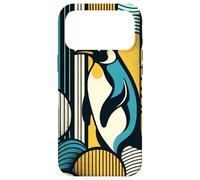 Carcasa para iPhone 17 Pro MAX Mustard Yellow Teal Blue Penguin Retro Forest Pattern