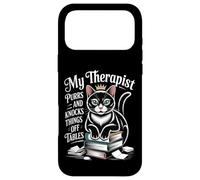 Carcasa para iPhone 17 Pro MAX My Therapist Purrs and Knocks Things Off Tables |-