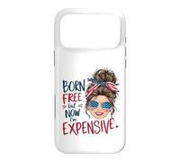 Carcasa para iPhone 17 Pro MAX Nacido Libre Pero Ahora Soy Caro Retro 4 de Julio Mujeres Chica