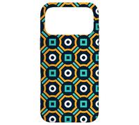 Carcasa para iPhone 17 Pro MAX Navy Blue Mustard Yellow Teal Square Circle Art Deco Pattern