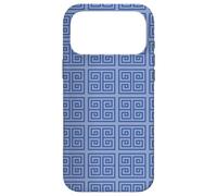 Carcasa para iPhone 17 Pro MAX Navy Light Blue Squares Spirals Labyrinth Geometric Pattern
